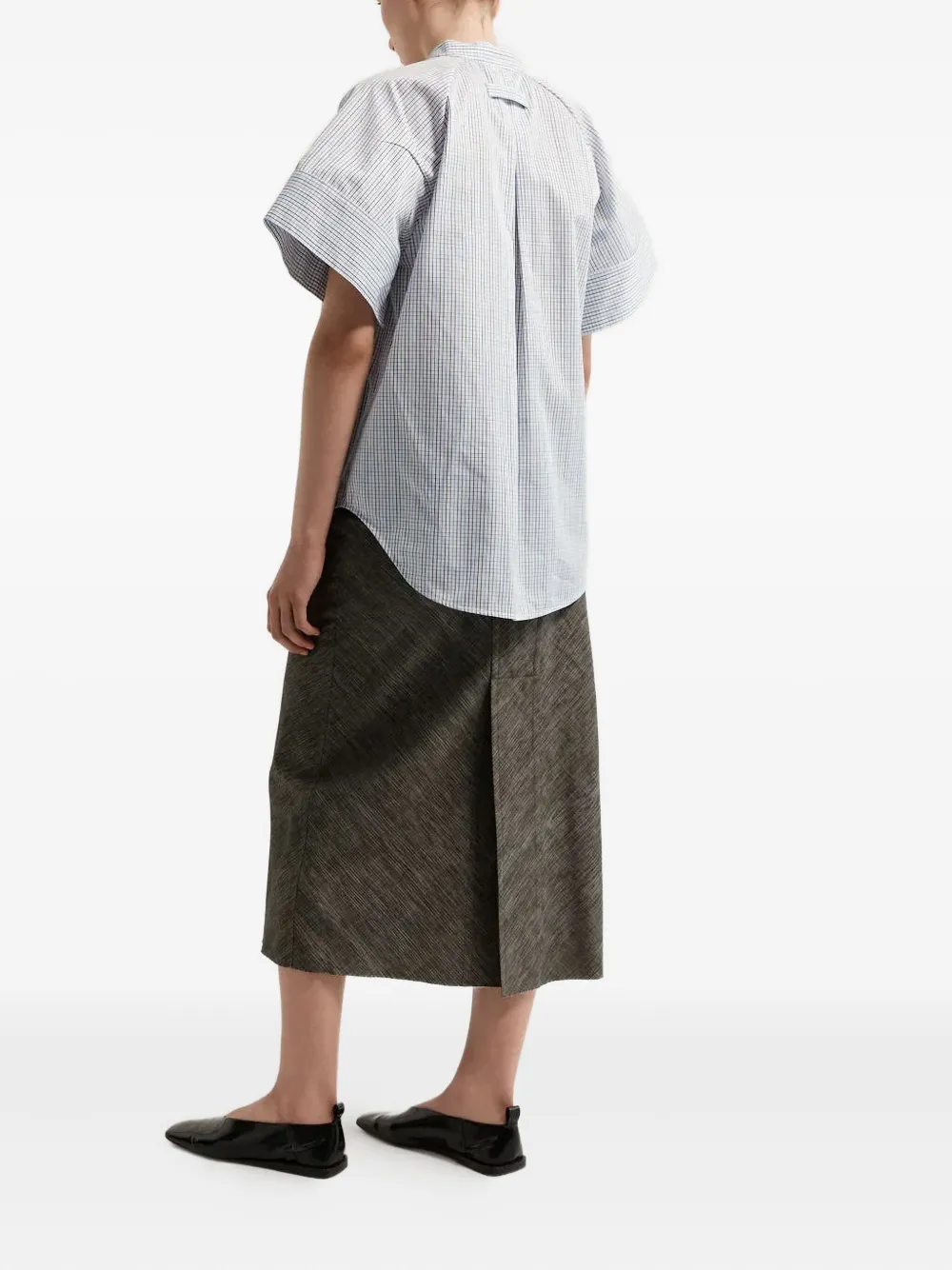 Lee Mathews gingham short-sleeve shirt Blauw