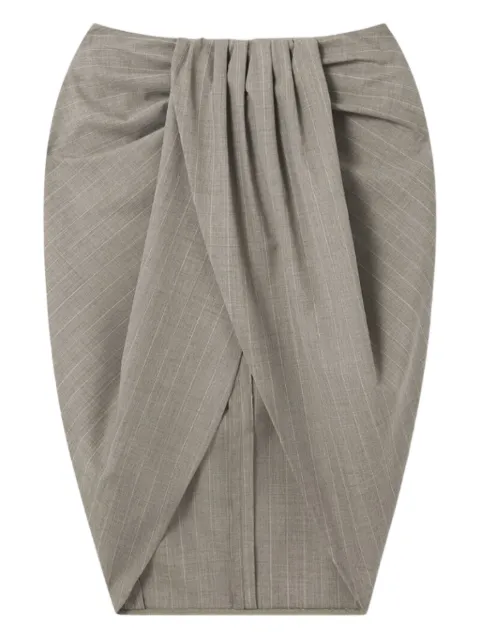 Stella McCartney ruched wrapped pinstripe-pattern midi skirt