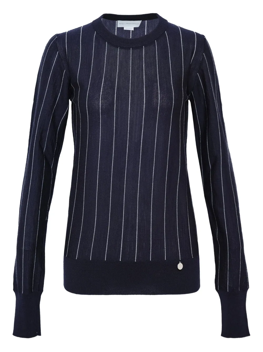 Stella McCartney pinstripe-pattern round-neck sweater Blauw