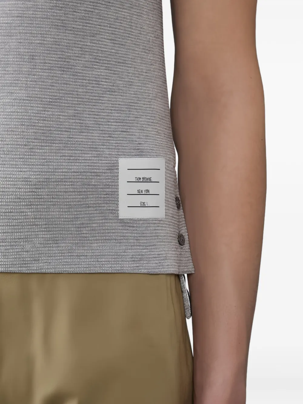 Thom Browne Cotton Crew Neck T-shirt With Stripe Detailing In Gray
