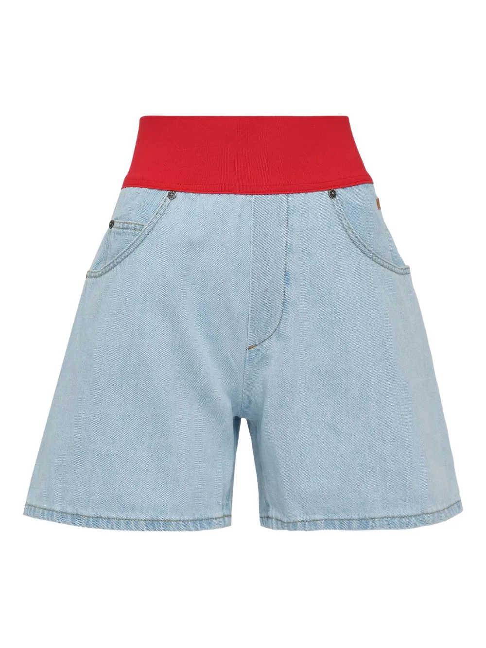 Msgm Elastic-waist Denim Shorts In Blue