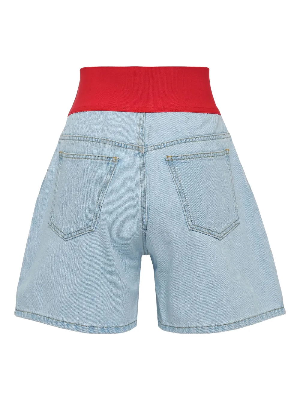 Msgm Elastic-waist Denim Shorts In Blue
