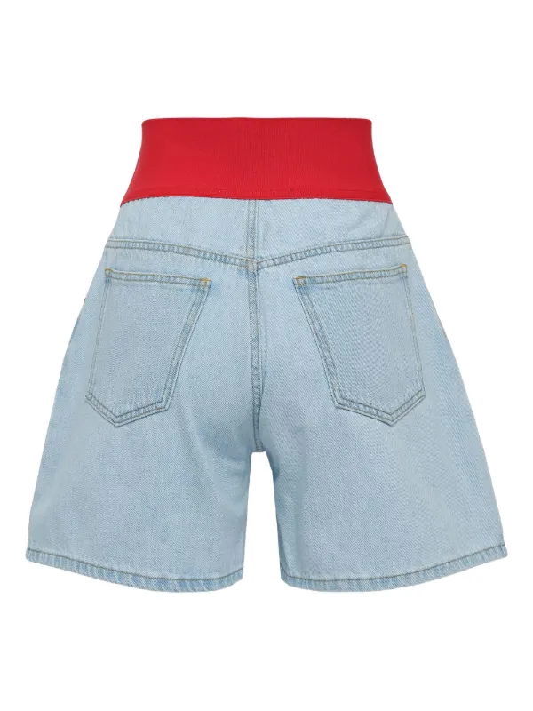ショーツ MSGM SHORTS WITH ELASTIC MSGM elastic-waist Denim Shorts | Blue | FARFETCH
