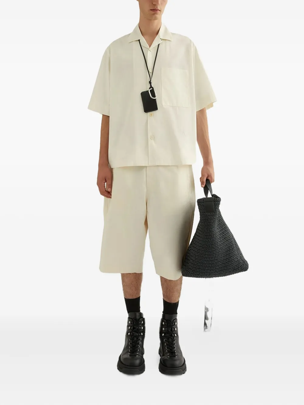 Jil Sander short-sleeve chest-pocket shirt Wit