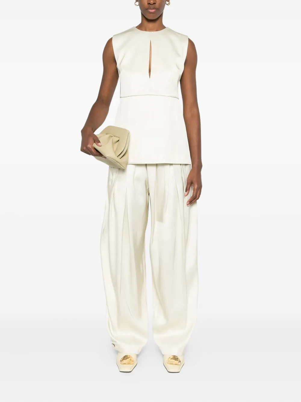Jil Sander pleated drawstring trousers Beige