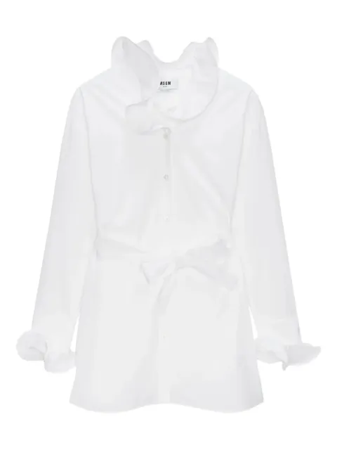 MSGM ruffled-cuff belted mini shirt dress