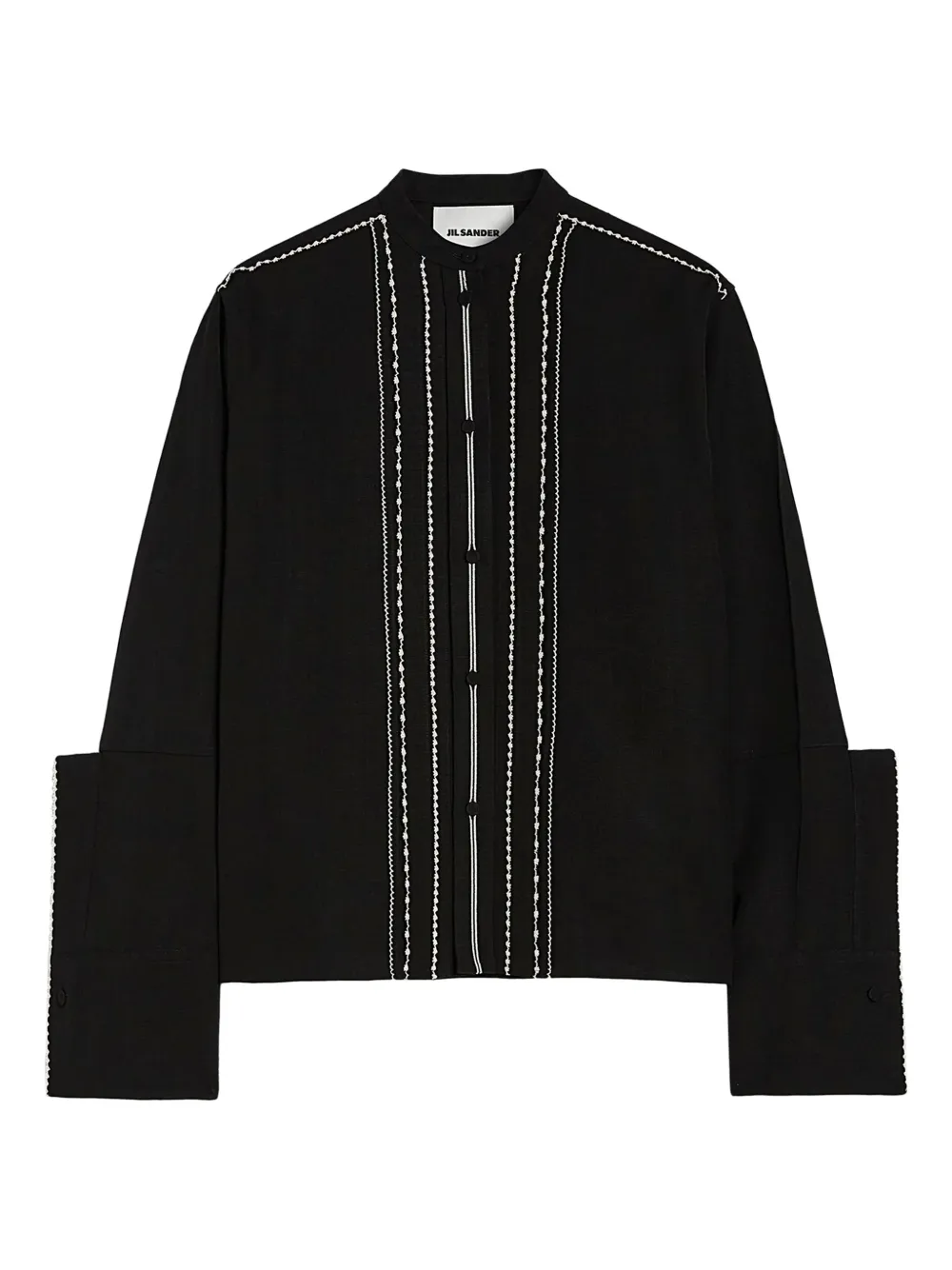 Jil Sander embellished wide-cuff blouse Zwart