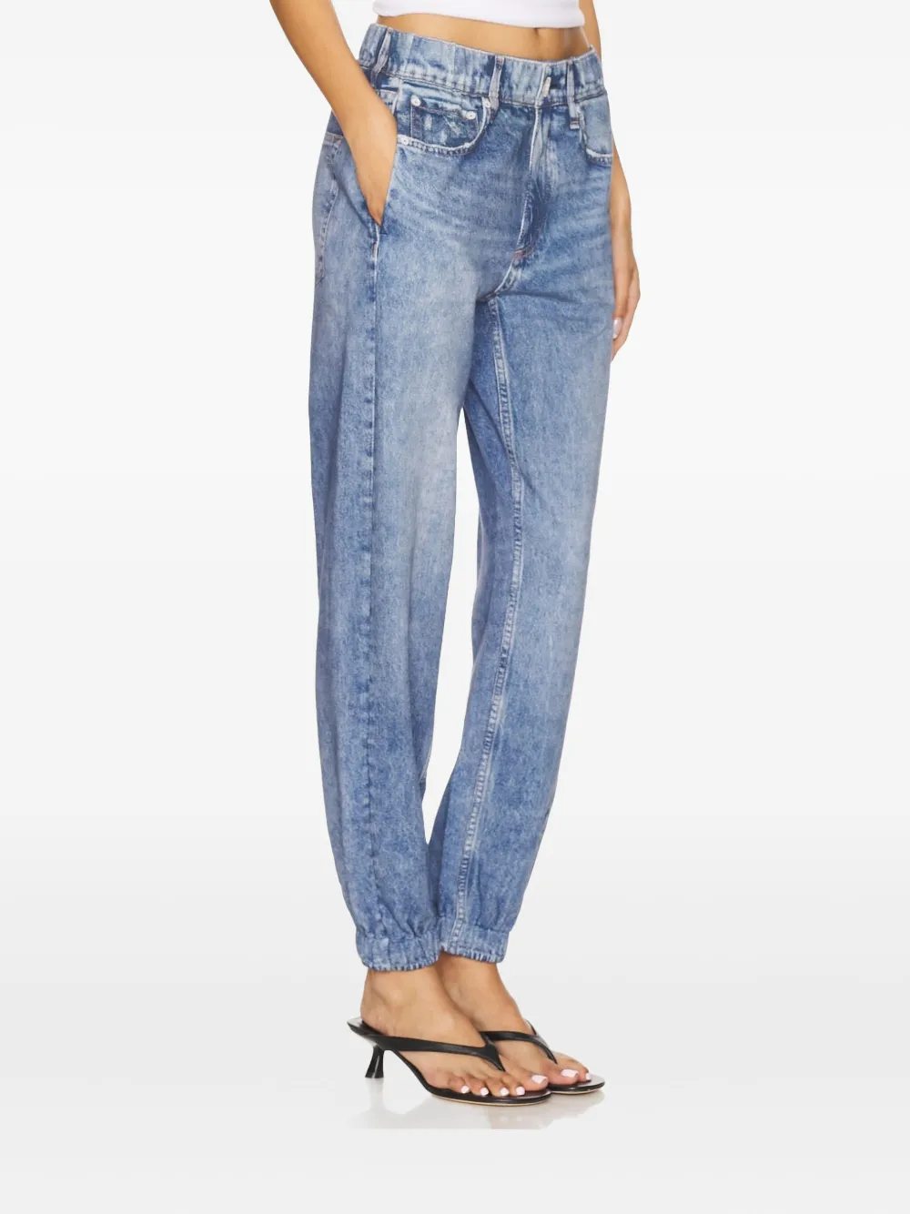 Rag & Bone Elastic-cuff Acid-wash Jeans In Blue