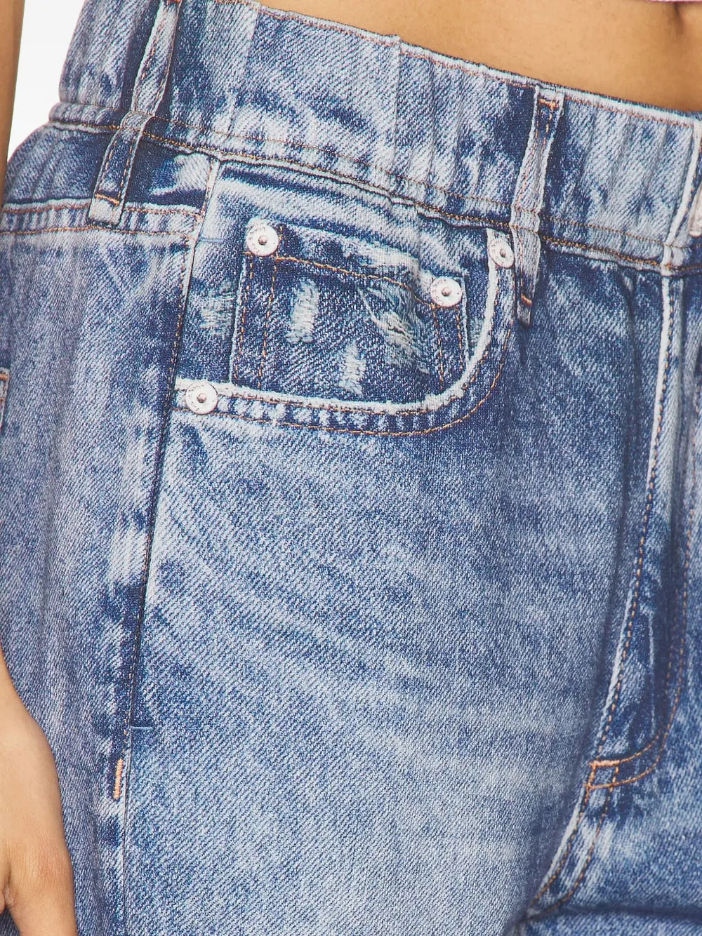 Rag & Bone Elastic-cuff Acid-wash Jeans In Blue