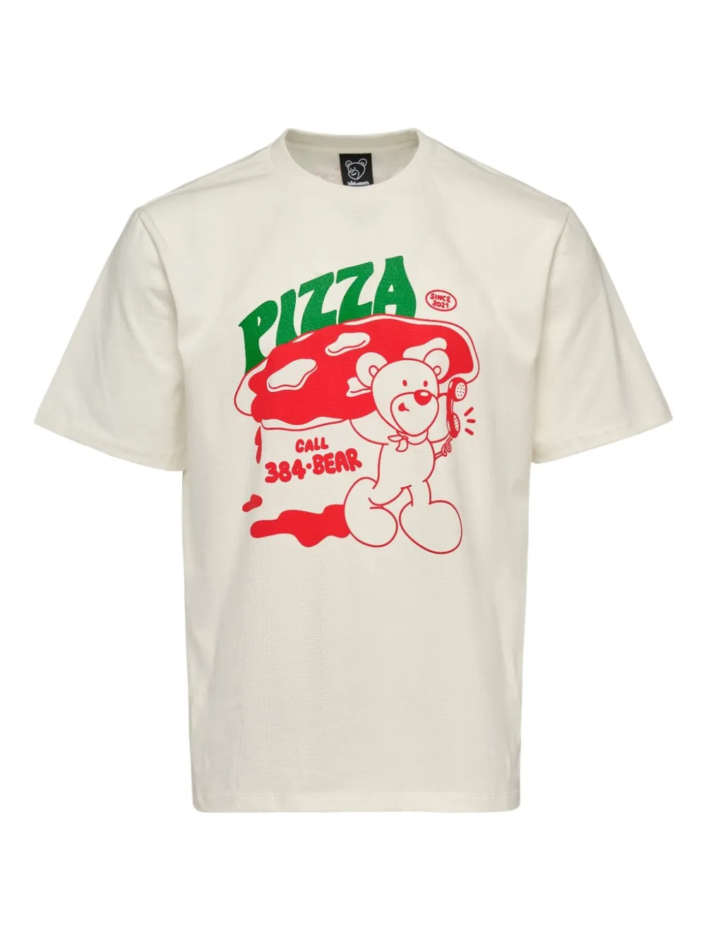 INBETWEENERS pizza bear graphic T-shirt | Neutrals | Image 1