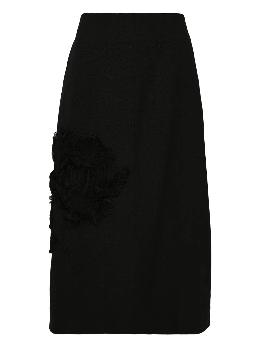 Jil Sander Rose-applique Midi Skirt In Black