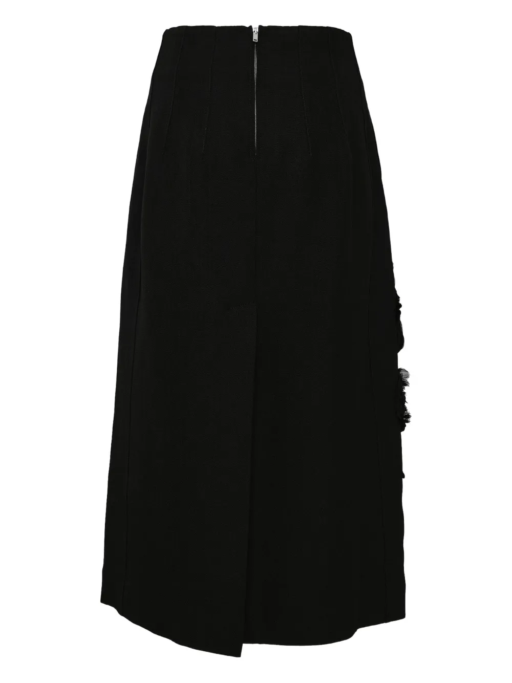 Jil Sander Rose-applique Midi Skirt In Black
