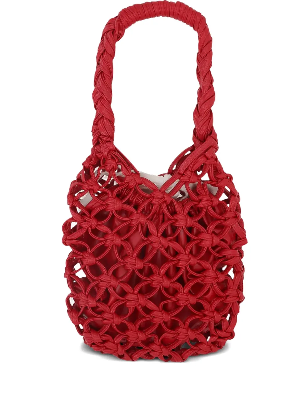 Comme Des Garçons Braided Knot-detail Satchel In Red