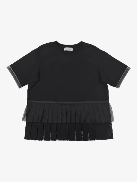 CAROLINE HU pleated lace-trimmed top