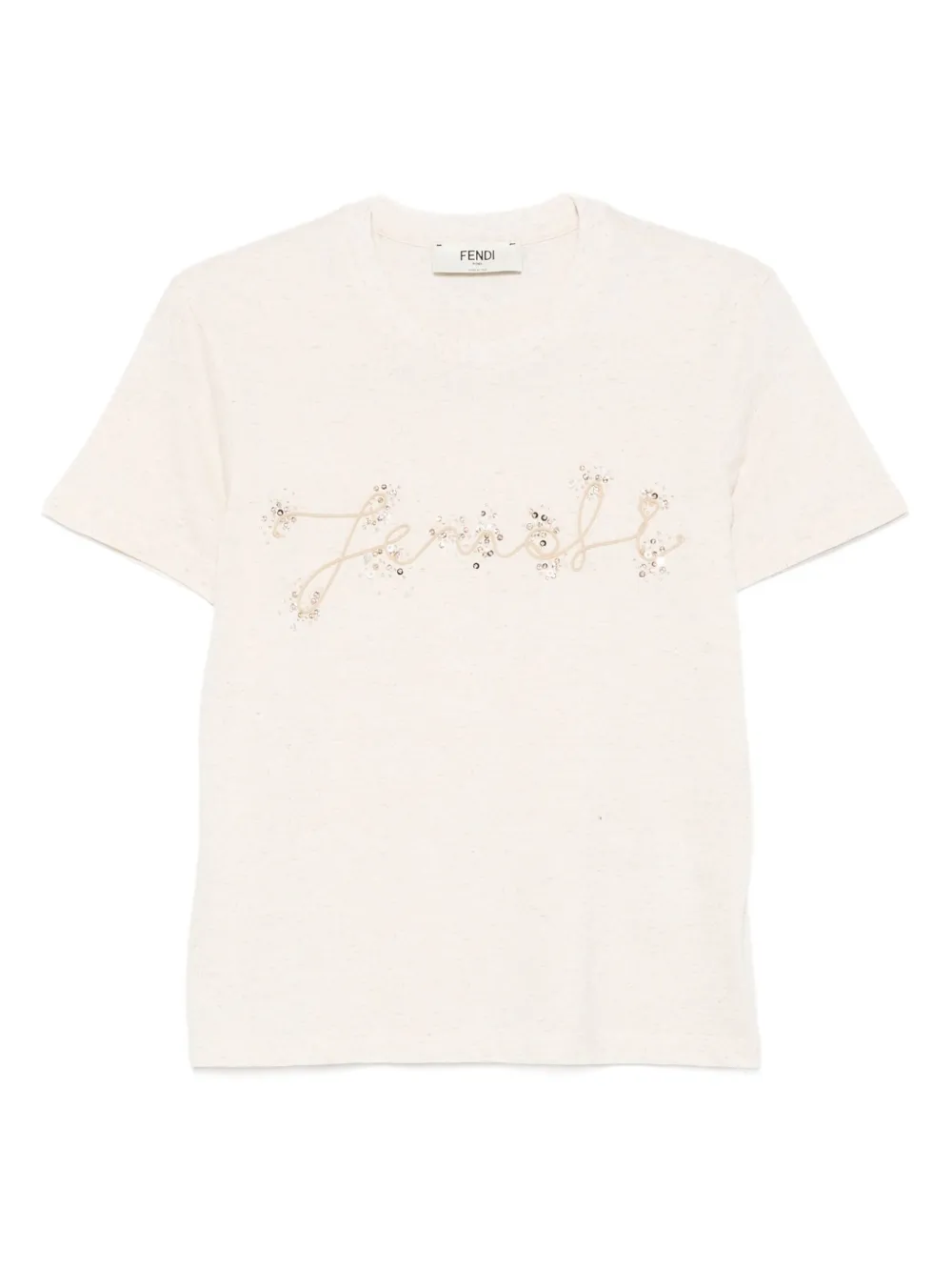 FENDI T-shirt met pailletten Beige