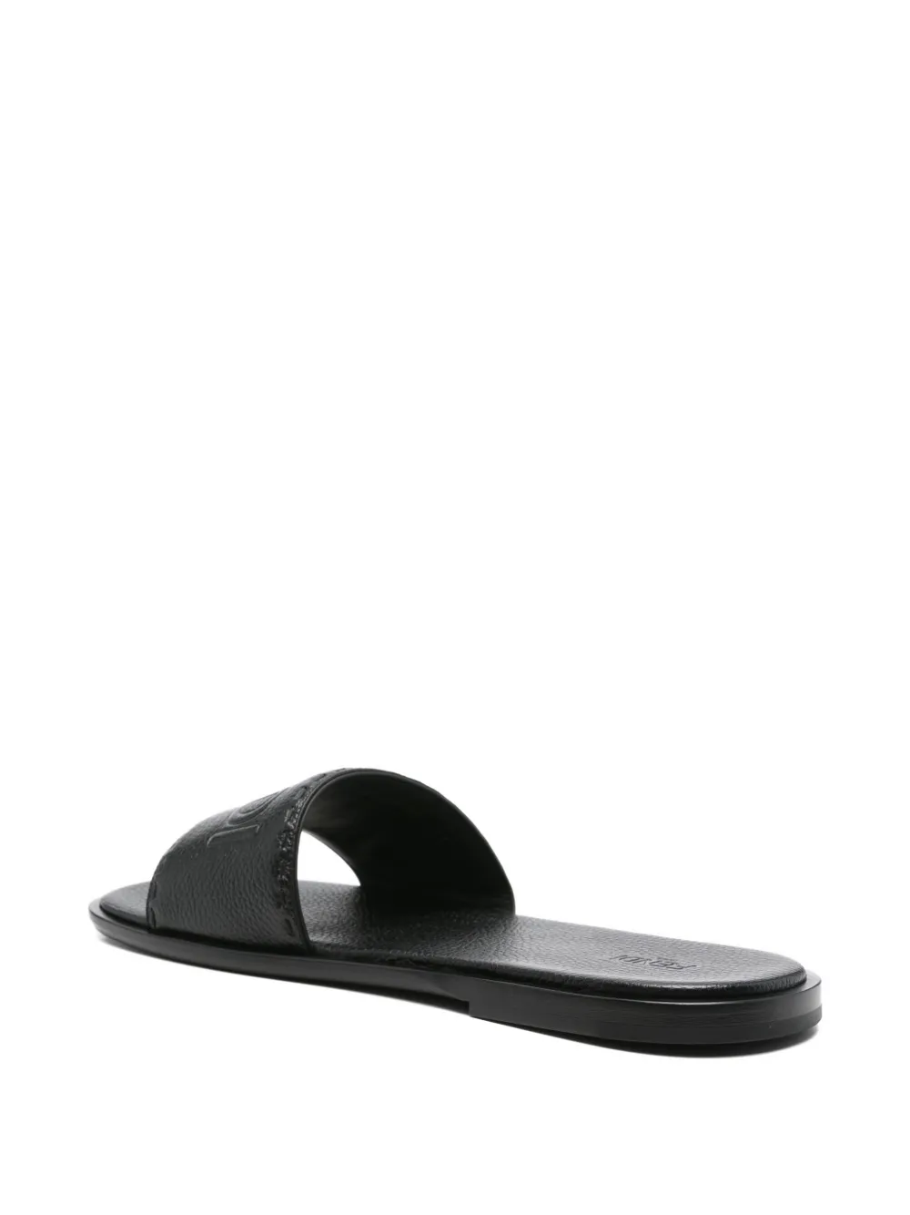 FENDI Roma embossed-logo leather sandals Black