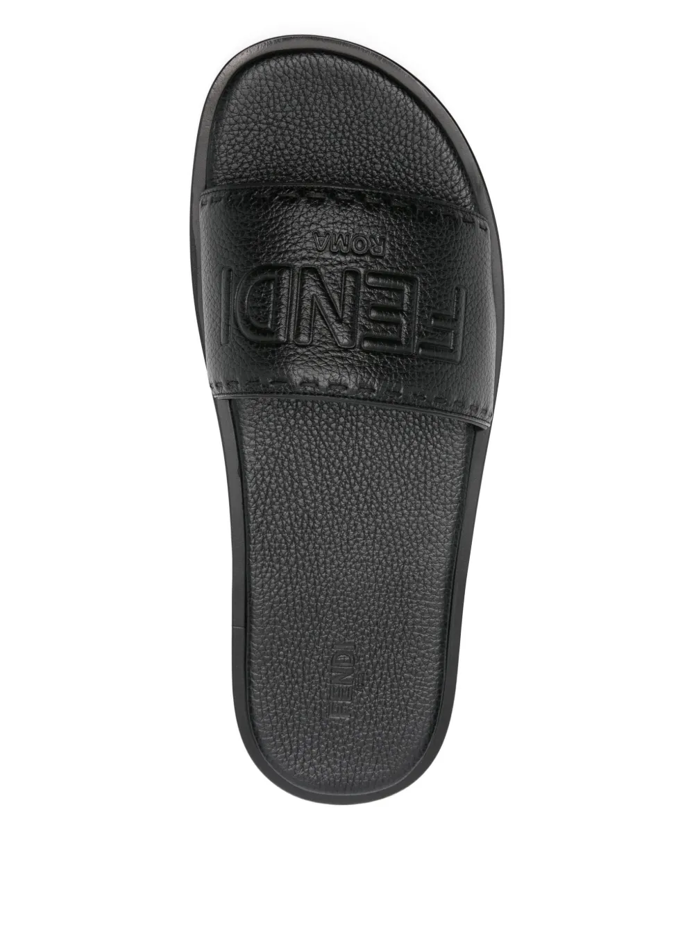 FENDI Roma embossed-logo leather sandals Black