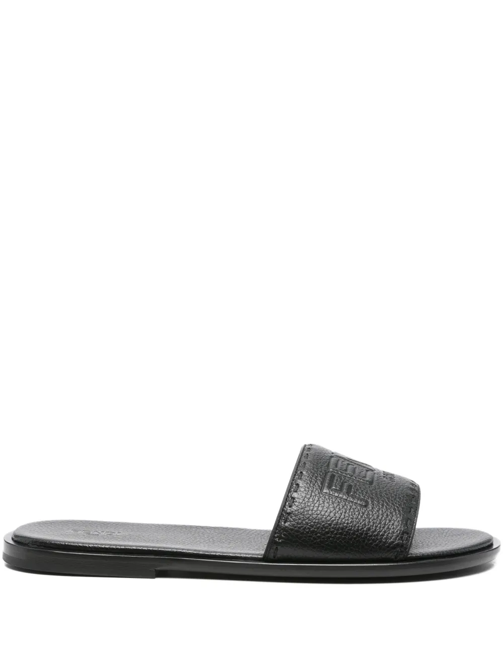 FENDI Roma embossed-logo leather sandals Black