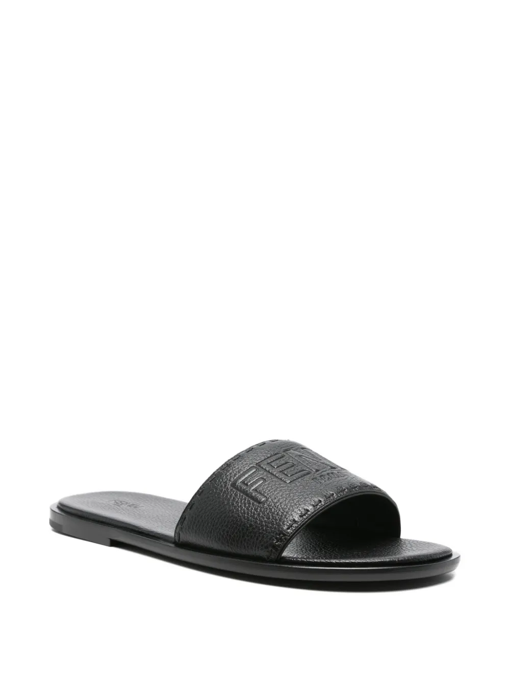 FENDI Roma embossed-logo leather sandals Black