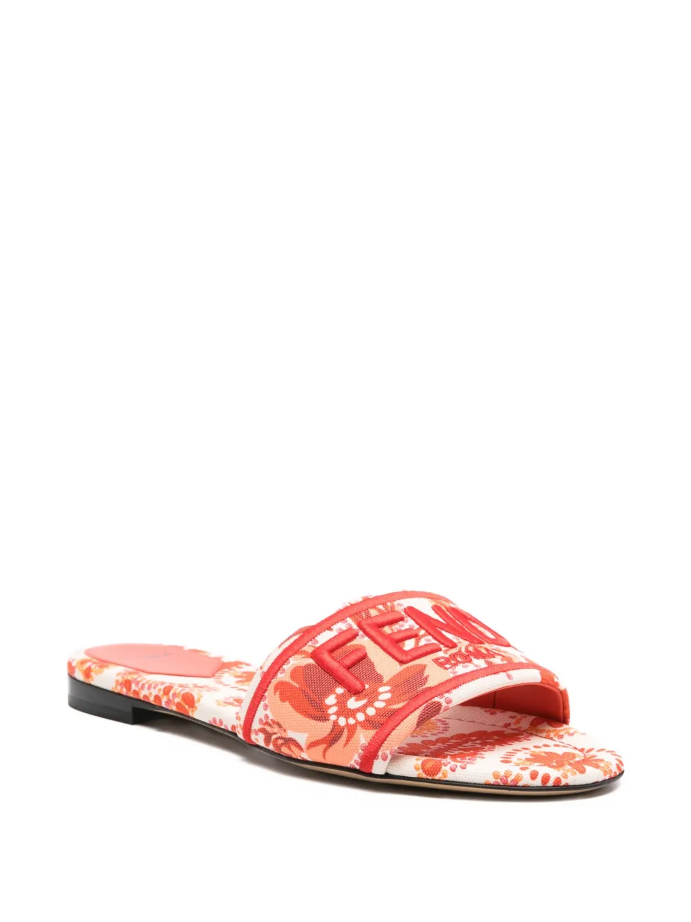 FENDI logo-embroidered slides Neutrals