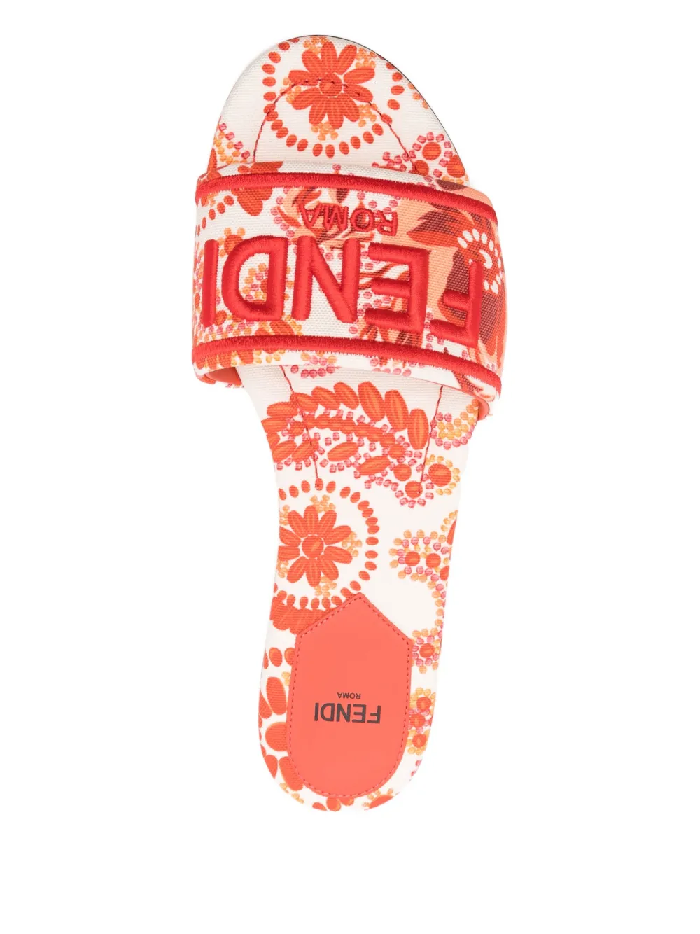 FENDI logo-embroidered slides Neutrals