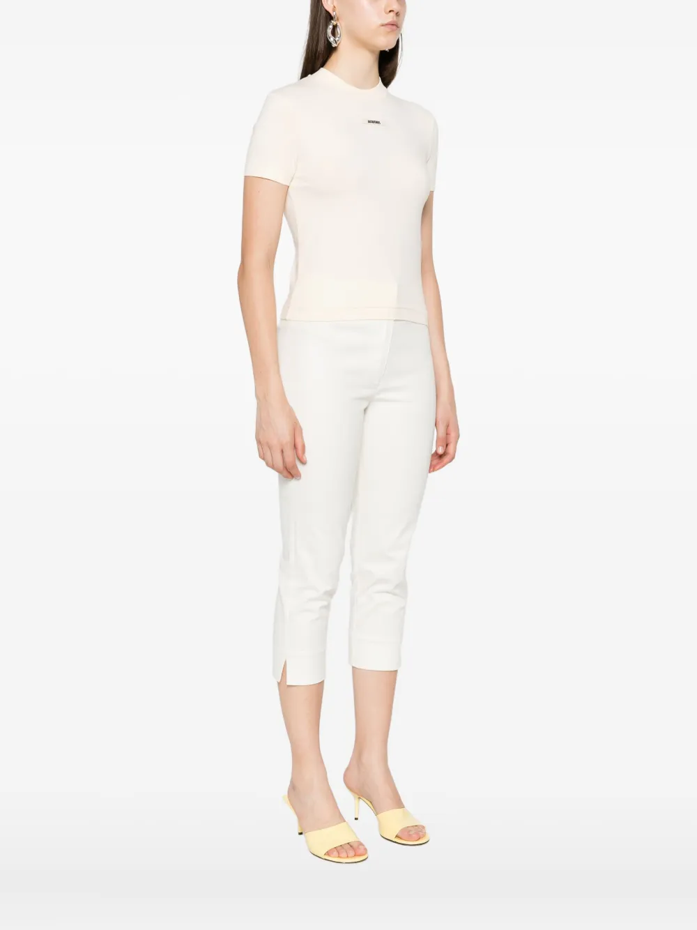 Jacquemus T-shirt met logoplakkaat Beige