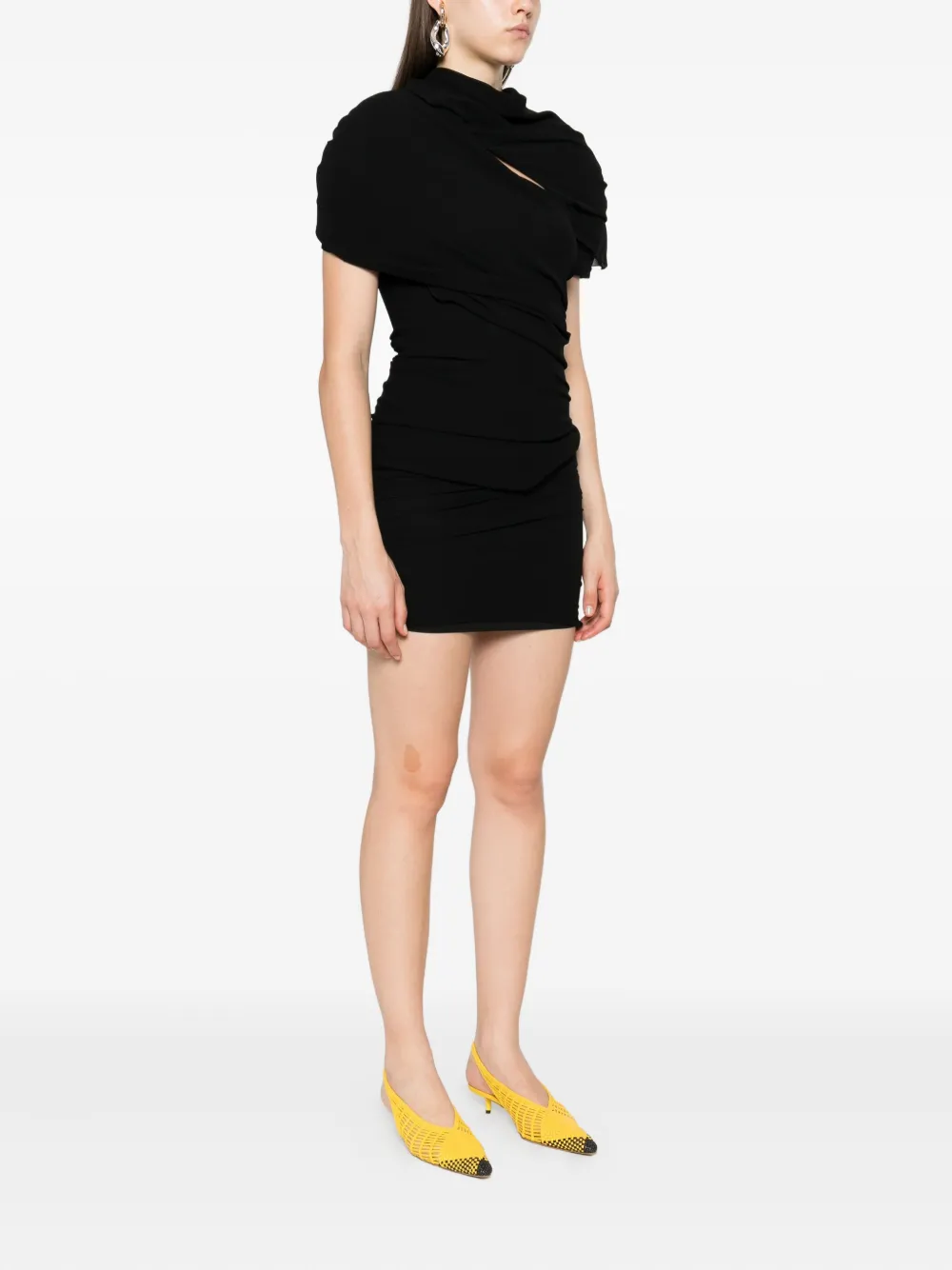 Jacquemus The Castagna gedrapeerde mini-jurk Zwart