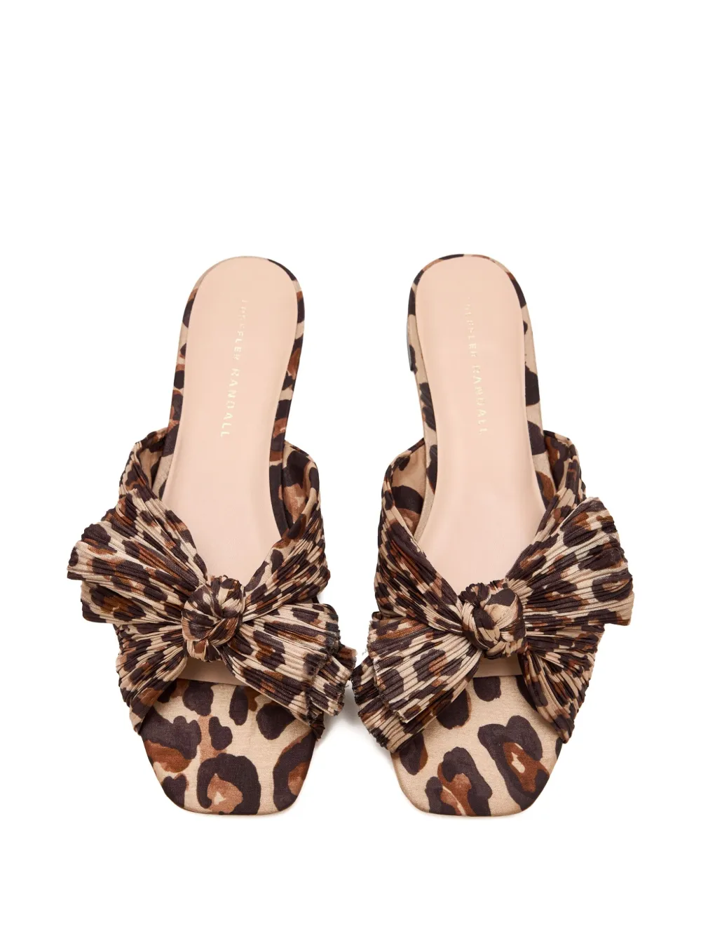 Loeffler Randall Emilia Leopard-pattern Pleated-bow Flat Sandals