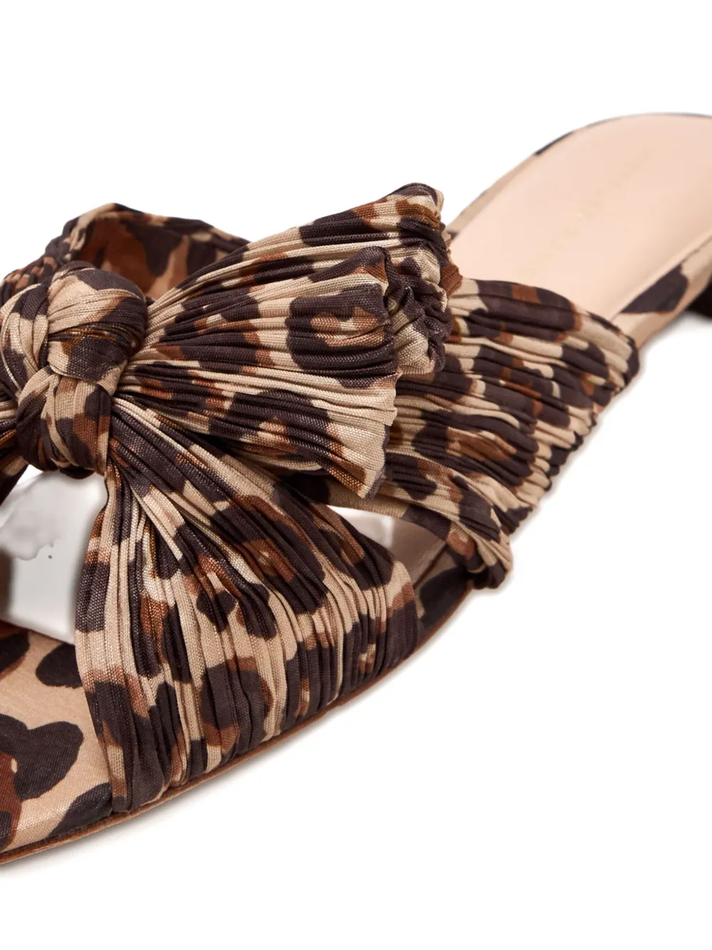 Loeffler Randall Emilia Leopard-pattern Pleated-bow Flat Sandals