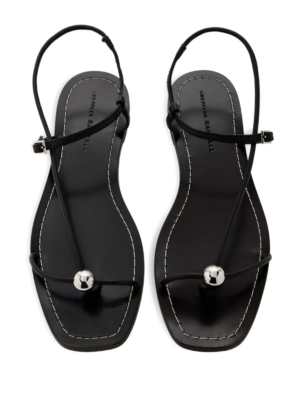 Loeffler Randall Lara leren sandalen verfraaid met bal Zwart