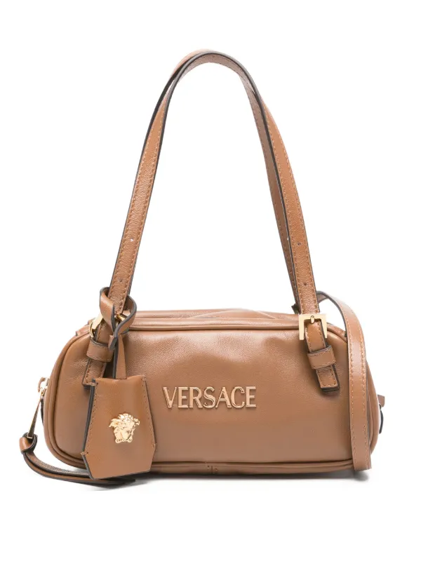 Versace logo-plaque top-handle Bag Brown FARFETCH EG