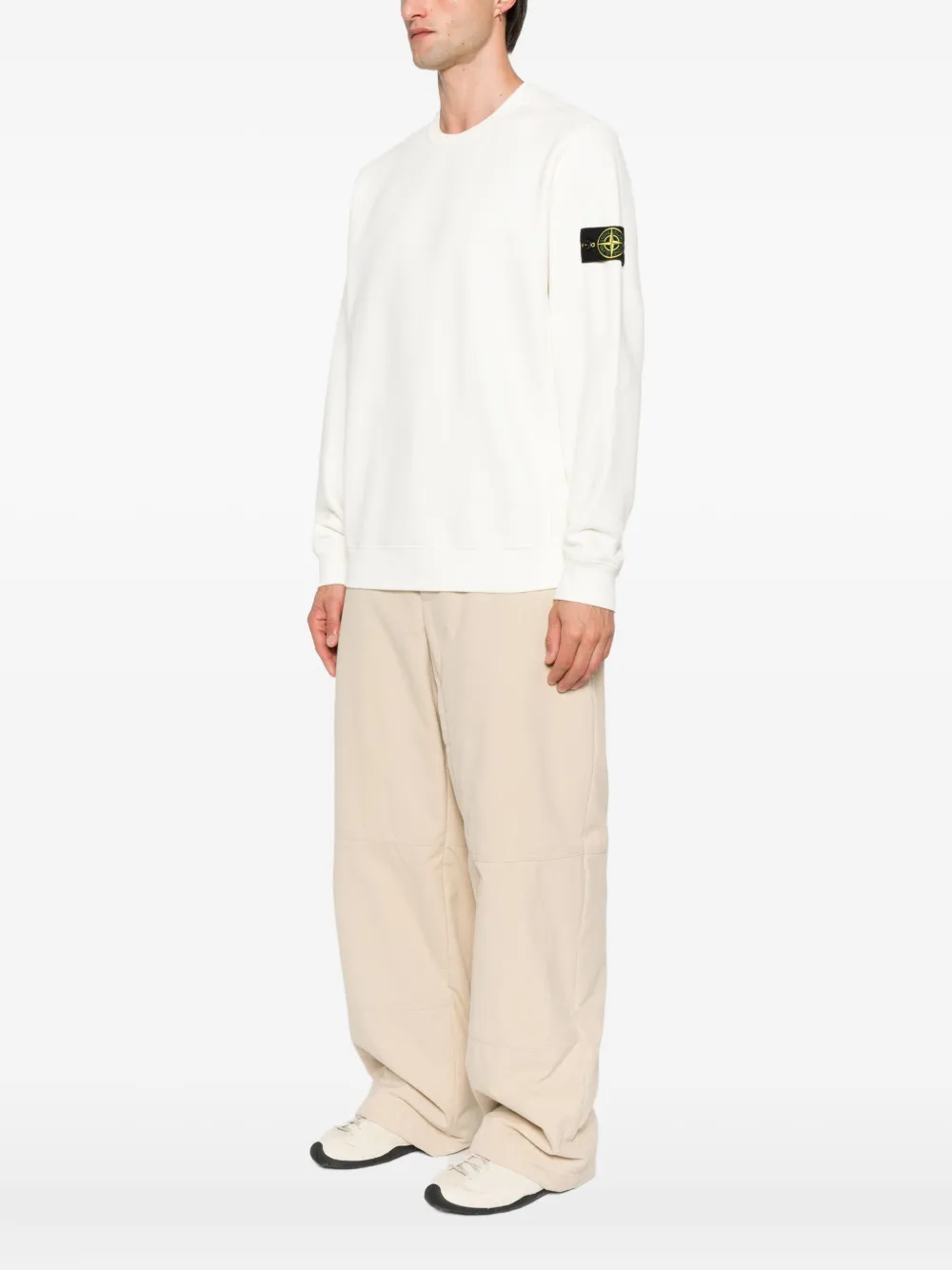 Stone Island Trui met geribbeld vlak en ronde hals Beige