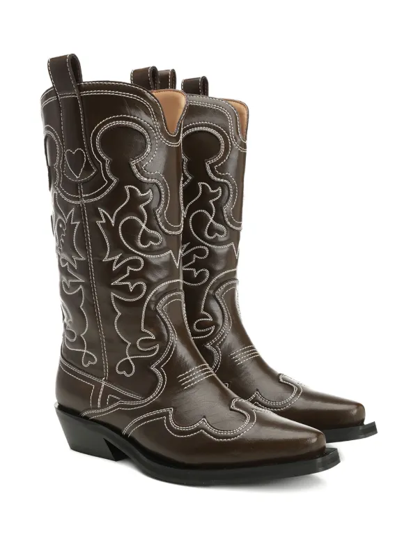 River Island Wildlederstiefel Dunkelbraun GANNI Bestickte