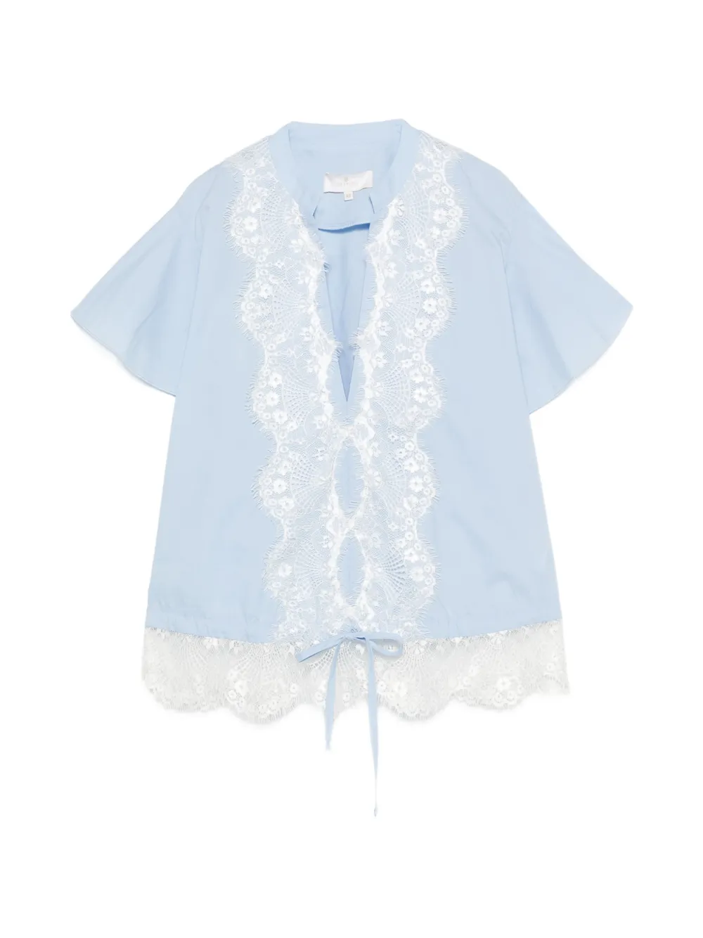 Babylone Paris Top Camicia con maniche volant - Blu