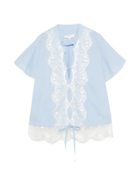Babylone Paris top Camicia con ribete de encaje de manga ondulada