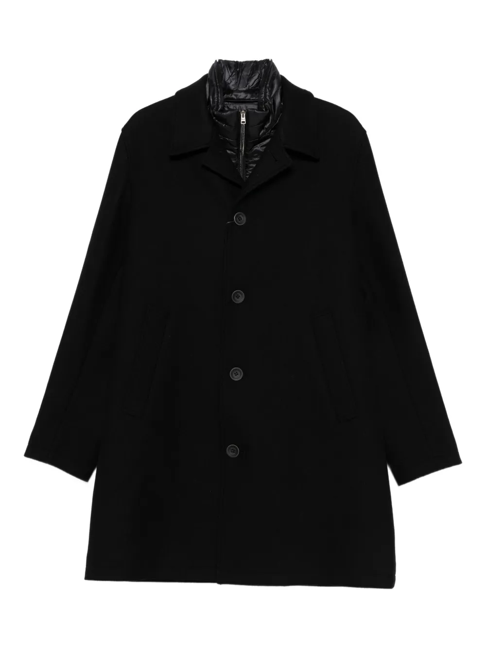 Herno button-fastening wool-blend coat Zwart