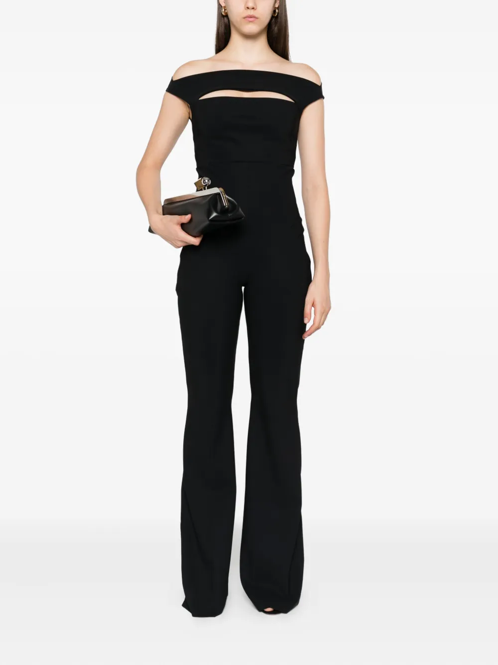 CHIARA BONI La Petite Robe Rebecca off-shoulder flared jumpsuit Zwart
