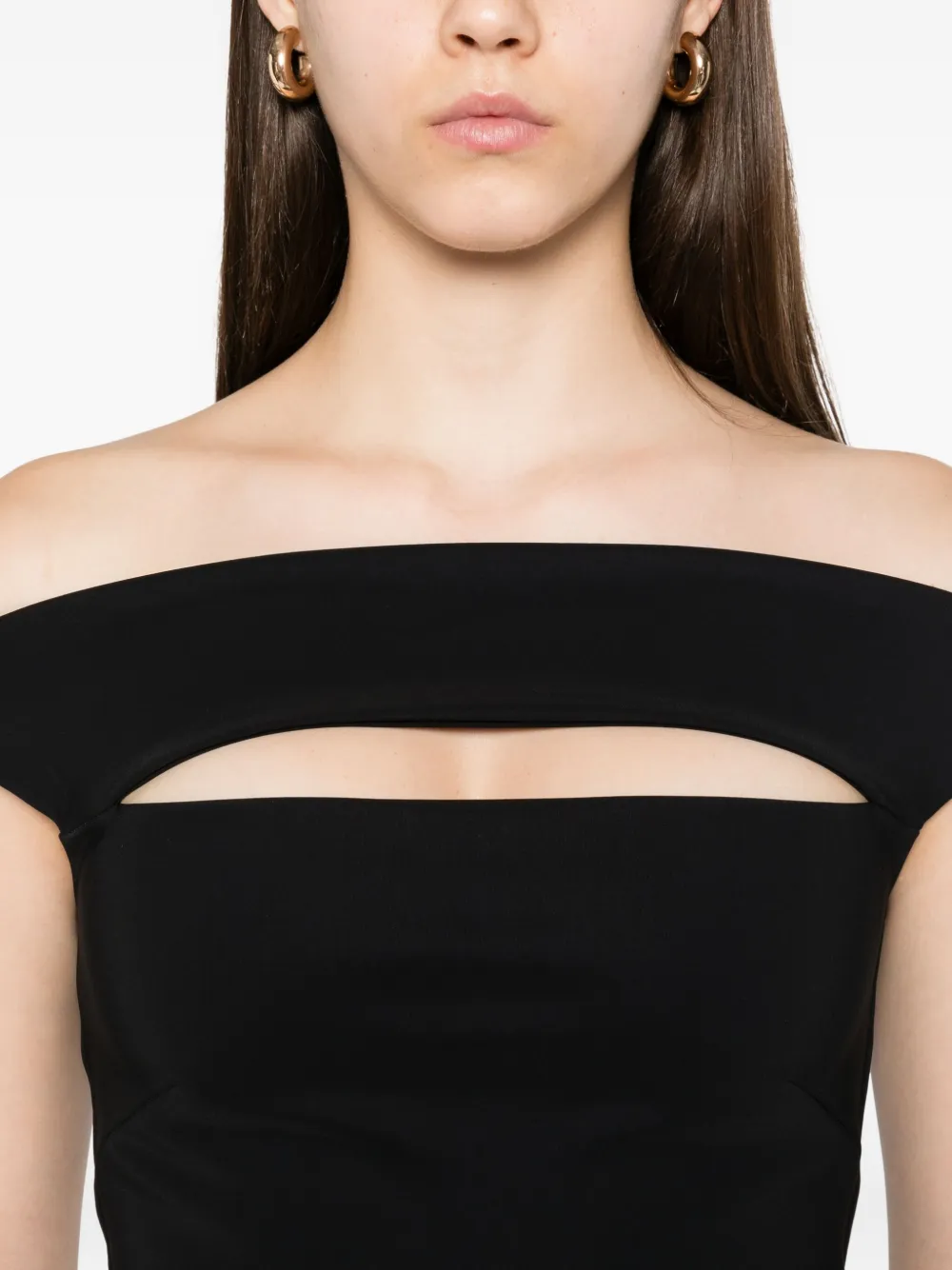 CHIARA BONI La Petite Robe Rebecca off-shoulder flared jumpsuit Zwart