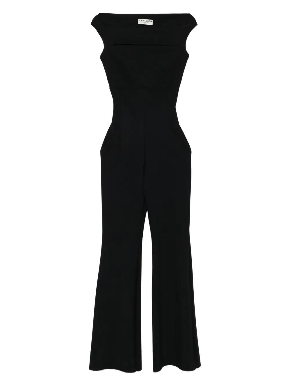 CHIARA BONI La Petite Robe Rebecca off-shoulder flared jumpsuit Zwart