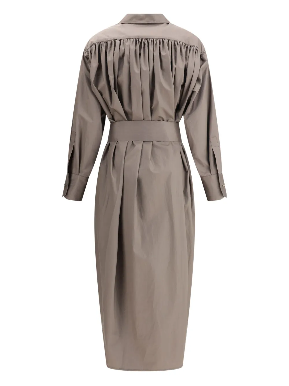 SA SU PHI gathered-back belted midi dress - Grijs