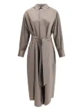 SA SU PHI gathered-back belted midi dress - Grey