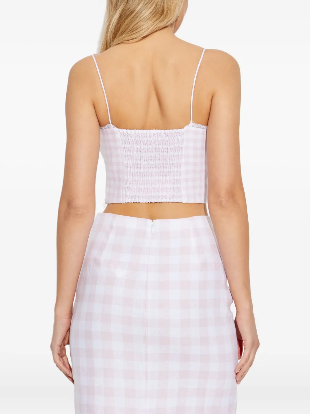 LoveShackFancy Amorana top met gingham-ruit Roze