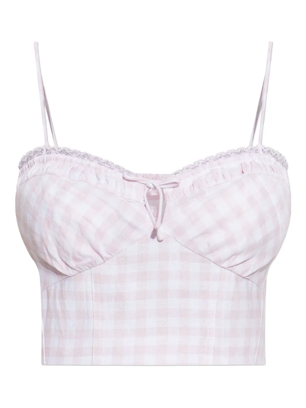 LoveShackFancy Amorana top met gingham-ruit Roze