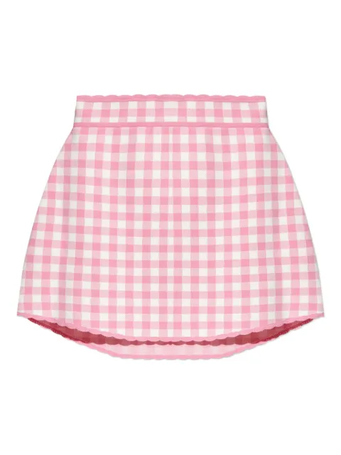 LoveShackFancy gingham scallop-hem mini skirt