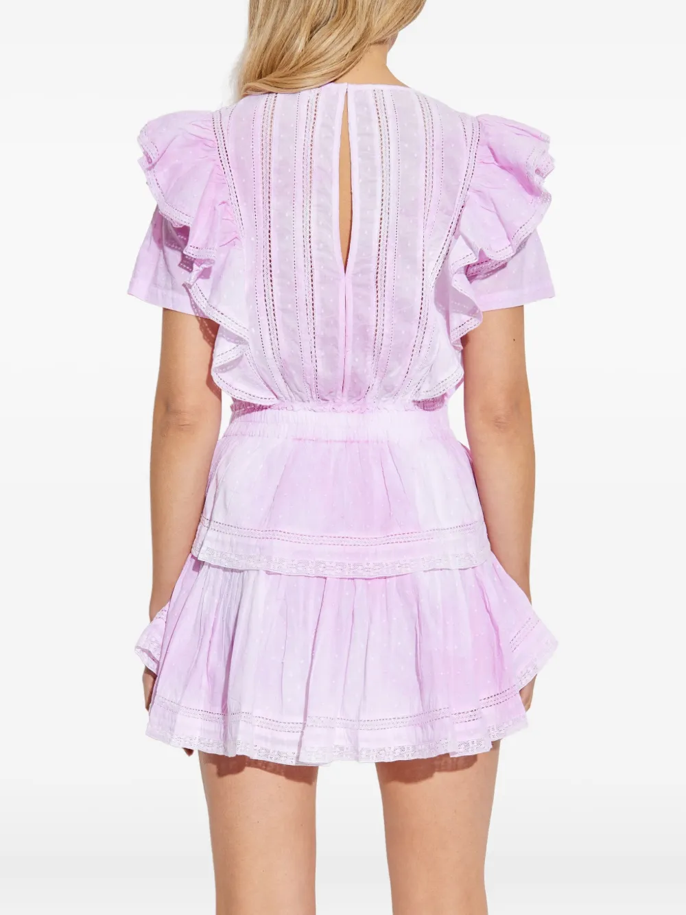 LoveShackFancy Natasha gelaagde mini-jurk met kant Roze