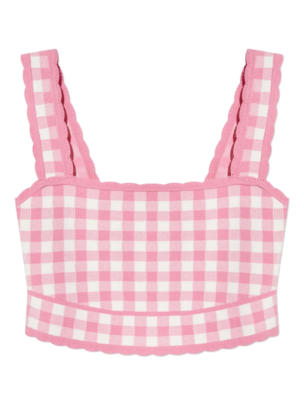 LoveShackFancy Top met gewelfde afwerking en gingham ruit Roze