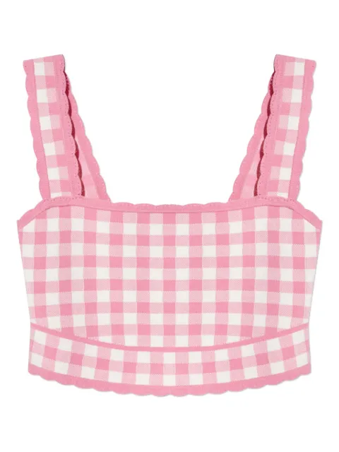 LoveShackFancy gingham scalloped-edge top