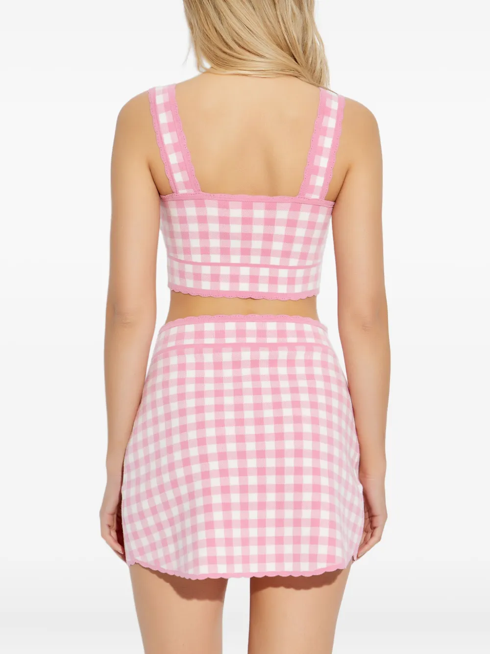 LoveShackFancy Top met gewelfde afwerking en gingham ruit Roze