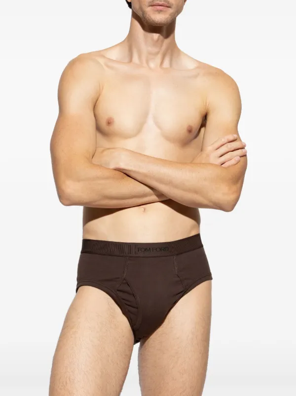 【TOM FORD】24FW Banding Logo Underwear Drods Brown TOM FORD logo-waistband Briefs | Brown | FARFETCH