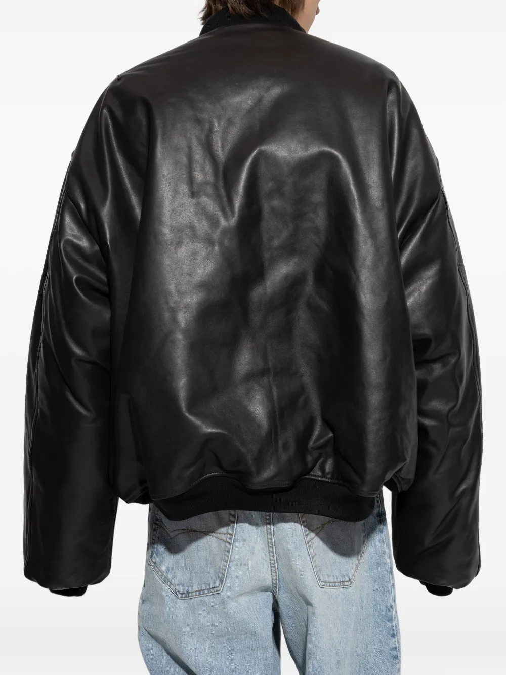 VETEMENTS Leren bomberjack met rits Zwart